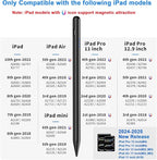 Stylus Pen for iPad 9th&10th - Fast Charge for iPad Pencil Palm Rejection Active Pen Compatible with (2018-2025) Apple iPad 6/7/8/9/10/11(A16), iPad Pro 11"/12.9"/M4, Mini 5/6, Air 3/4/5/M2/M3 (Black)