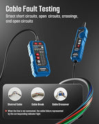 TESMEN TLP-900AR Network Cable Tester, Multi-Function Cable Tracer with Pairing, Continuity, QC&NCV, RJ11 RJ45, for CAT5/6/POE/STP, Suitable for Ethernet, Telephone, Wire Maintenance and Sorting-Blue