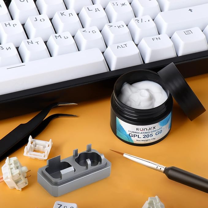 YIMAGUJRX RUNJRX 36 Switches Acrylic Lube Station for Keyboard Switch,GPL 205G0 0.53oz/15g, Switch Opener for MX Cherry Akko Panda Kailh Switch Tester,Switch Lube Kit for Gaming Keyboard