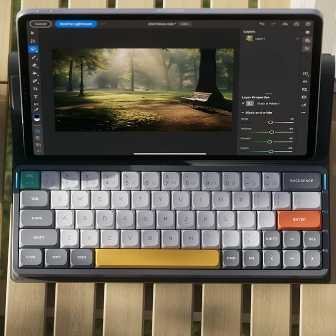 nuphy Air60 V2 Portable Wireless Keyboard 60% Low Profile Mechanical Keyboard Support QMK/VIA Compatible with windows/mac OS/Linux Supports Bluetooth 5.1/2.4GHz/wired (USB-C) Grey-Gateron Brown Switch