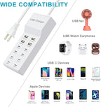 USB Charging Station with 12 Port USB Power Strip Fast Charging for Multiple Devices Compatible with Cell Phones Tablets Laptops (XHK-4U8C)