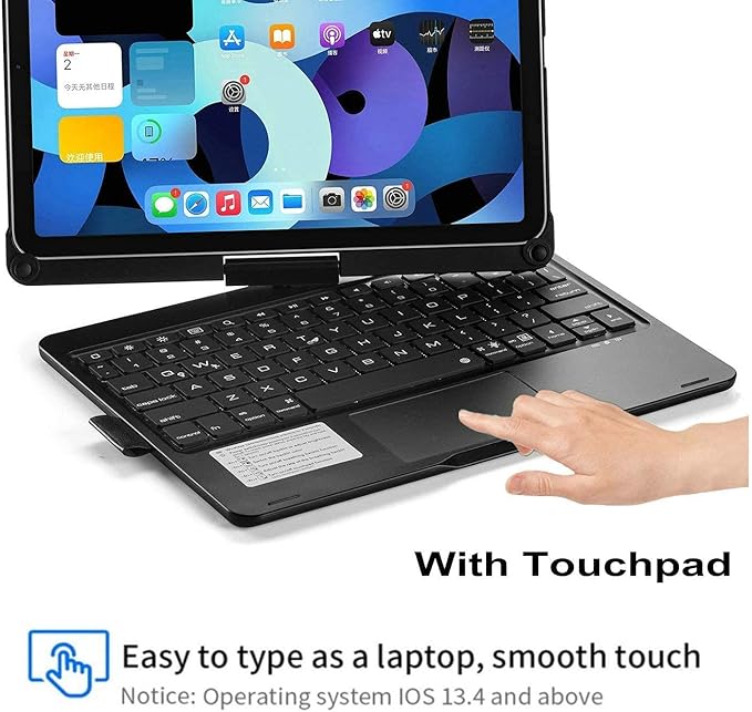 Rotatable Keyboard Case for iPad Air 11 Inch (M3/M2)/ Air5/Air4/Pro11 2022/2021/2020, Backlits Bluetooth Touchpad Keyboard Smart Cover with Pencil Holder, Rose Gold