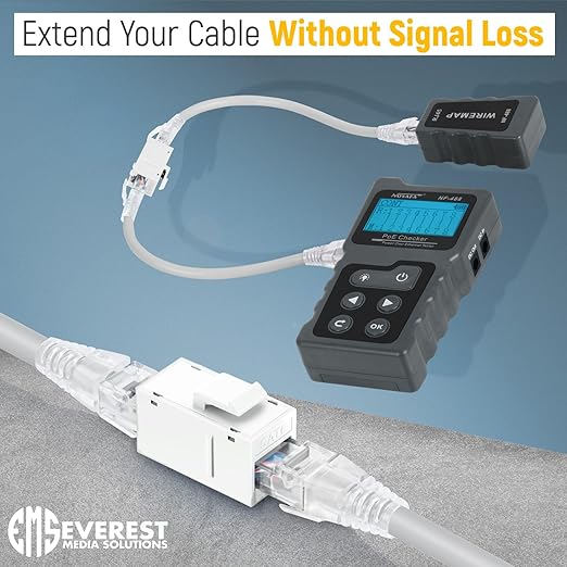 Everest Cat6 RJ45 Keystone Coupler (6-Pack) in White - RJ45 Coupler - Cat 6 Couplers - Female to Female Cat6 Keystone Jacks - Ethernet Couplers - Ethernet Cable Extender