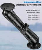 Aluminum Alloy Fish Finder Mount with 1.5" Ball AMPS Hole Round Plates, 9.1" Long Arm Marine Electronic Mount Tablet Holder for Garmin, Lowrance, Humminbird, Raymarine and More