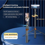 Auto Face Tracking Phone Holder, 360° Rotation Phone Tripod with Wireless Remote and Phone Holder, Selfie Stick Tripod for iPhone、Android Phone, Applied to YouTube, Vlog/TIK Tok