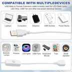 MECCANIXITY USB Extension Cable with ON/Off Button Switch 2m USB Male to Female Extension Cord for Desk Lamp Fan LED Light Strip White Pack of 1