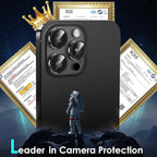 YWXTW Camera Lens Protector for iPhone 15 Pro/iPhone 15 Pro Max, [1 Step Installation Tray] Tempered Glass Screen Protector Metal Individual Camera Cover Accessories Case Friendly (Black Titanium)