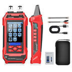 10 in 1 Network Cable Tester with 7 Wavelengths OPM 10Km/10mW VFL 600M Measurable Length 100 Records Tool Kit for CAT5 CAT6 Telephone Ethernet RJ11 RJ45 PoE Wire Tracer NCV, Red