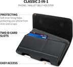 BECPLT for Galaxy S25 Ultra S24 Ultra S23 Ultra S22 Ultra 5G Note 20 Ultra 5G Note 10+ Plus 5G Holster Black Leather Carrying Cell Phone Holder Belt Clip Holster Case Pouch for Galaxy A14 5G S21 Ultra