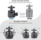Mini Ball Head, CNC All Metal Aluminum Universal Panoramic Tripod Head Mount for Compact DSLR Action Cam Phone LED Ring Light Monopod Slider, 4.4lb Max Load