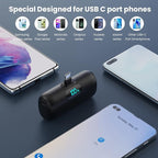 [2 Pack] Samll Portable Charger for iPhone 16/15 Series, 5000mAh 3A PD USB C Power Bank, Mini LCD Display Battery Pack Compatible with iPhone 16/16 Plus/16 Pro/15 Pro Max,Samsung,Android/Moto/LG etc