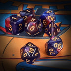 QMAY DND Dice Set - Polyhedral Dice (Blue Mix Purple Nebula) 7 Pcs for Dungeon and Dragons D&D RPG Role Playing Games Dice with Dice Bag