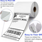 FungLam 4 Rolls 4x6 Direct Thermal Shipping Labels, 250 Labels Per Roll, 1" Core, Perforated, White Mailing Postage Shipping Label Compatible with Zebra 2844 ZP-450 ZP-500 ZP-505