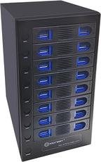 8 Bay Tool Less Tray Hot Swapable 2.5" and 3.5" SATA Hard Drive External USB-C 3.2 (10Gbps) Hard Drive Enclosure. Support up to 8X 22TB Capacity.