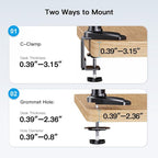 HUANUO Triple Monitor Mount for 17 to 32 inch Screens, Gas Springs Adjustment Triple Monitor Stand with Swivel, Tilt, Rotation, Clamp & Grommet Kit (Black)