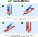 GIN FOXI Fast Charging Battery Case for iPhone 15 Pro Max/15 Plus, 8000mAh 15W Ultra Slim Charger Case Rechargeable Portable Extended Power Bank Case Cover Battery Pack Built-in Cable, Red(6.7”)