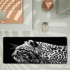 Black and White Gaming Mouse Pad 31.5 x 11.8 Inch Extended Large Mouse Pad with Non-Slip Base and Stitched Edges for Gamer Home Office, Black Leopard