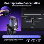 MAONO Wireless Microphone for PC,Gaming Streaming Condenser Mic with Software AI Voice Change,3-Level Noise Cancellation,Custom EQ,Gain Control USB Mic for Podcast Recording (DM40-Black)