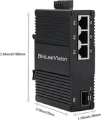 Industrial Mini Gigabit Ethernet Switch 3-Port RJ45 10/100/1000BASE-T+1-Port SFP Slot,Unmanaged Network Switch,Network Hub,Dinrail Mount or Wall-Mount,Plug & Play,Fanless (3 RJ45+1 SFP with PoE)