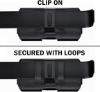 DeBin Case for Large iPhone Plus, Pro Max Cell Phones, Samsung Galaxy S24+ Plus 5G to S10+ Plus Smartphones – Cellphone Belt Holder Clip Holster Carry Pouch Man Women (Fits Phone with Case on) Black