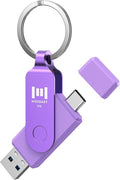 MOSDART 1TB USB3.1 Fast Speed C and A Dual Flash Drive, exFAT Memory Stick with Keychain and LED Indicator, for iPhone 15 and 16, Android Phone, iPad, MacBook, and Other Laptops, Purple