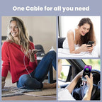 100W USB C Multi Charging Cable, USAMS 6.6FT 5-in-1 5A Fast Sync Charger Adapter Nylon Braided Type-C Cable for Laptop/Tablet/Phone and More