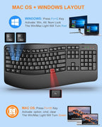 EDJO Ergonomic Wireless Keyboard for Large Hands, with Wrist Rest, Wave Keys, 2.4GHz Full Size Ergo Cordless USB Computer Keyboard, Comfortable Natural Typing, for Laptop, Mac, Windows (Black)