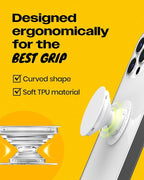 OnTheGrip Cute Natural Seashell Design Round Shape Collapsible Mobile Phone Grip Stand Holder for Smartphone Tablet Cell Phone Accessory (Black Fresh Water)