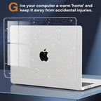 CISSOOK Clear Glitter Star Case for MacBook Air 13.6 inch 2025 2024 2022 Release A3240 A3113 A2681, Glossy Sparkly Hard Shell Case with Keyboard Cover Type C Adapter for MacBook Air 13.6" M2 M3 M4