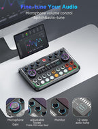 SINWE Podcast Equipment Bundle for 2,Audio Interface with Podcast Microphone for Smartphone & PC,All-in-One DJ Mixer,Plug-and-Play,Perfect for Streaming, Singing, YouTube & Gaming
