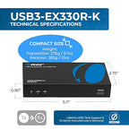 OREI USB 3.2 Over Ethernet HDbaseT Cat6 Extender LAN Upto 330 Feet - Extends 4 Ports USB-A Signal Over LAN Ethernet - Power Over Cable for Long Distance Extension Supports All Operating System
