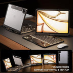 Transparent Case with Keyboard for iPad 9th (7th, 8th, and 9th Gen) 10.2 Inch,with 7-Color Backlit Wireless Keyboard,360°Rotatable Protective Case Multi-Touch Trackpad,with Pencil Holder,Black