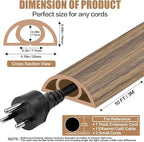 Floor Cord Cover Self Adhesive Cord Hider,10FT Cable Management, Extension Strip Protector for Wires, Prevent Cable Trips for Offices, Gyms, Exhibitions Cavity:0.3"(W) x0.28(H) Woodsmokedbrown