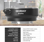 GEORDGY Lens Mount Adapter, EF-SE Pro for Canon EF/EF-S Lenses, Compatible with Sony E-Mount Series Cameras, Custom Assignable Functions to Focus Lock Button