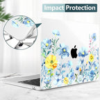 TWOLSKOO Compatible with M4 MacBook Air 13.6 inch Case 2025-2022 Release M4 A3240 M3 A3113 M2 A2681, Plastic Hard Shell & Keyboard Cover & Type C Adapter & Screen Protector, Blue Flowers