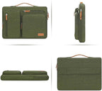 MOSISO 360 Protective Laptop Case 13.3 inch, 13-13.3 inch Laptop Sleeve Compatible with MacBook Air/Pro 13 / Pro 14,HP Dell Acer ASUS,Side Open Carrying Case with 4 Zipper Pockets&Handle, Olive Green