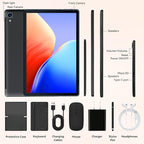 Tablet,10.1" Android 15 Tablet with Octa-core Processor 24GB RAM 128GB ROM HD IPS Touchscreen 8H Battery, Wi-Fi 6, BT 5.0, Dual Camera, Android 15 Tablets with Keyboard Mouse Stylus Case Headphone