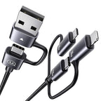 240W Multi Charging Cable, 4ft 6-in-1 USB C Cable Fast Charging Cords with USB-C/A Ports to IP/Type C/Micro Connectors for Pad/Cell Phones/Tablets/Laptop