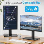 AX WABER Single Monitor Desk Stand Free-Standing Desk Mount Arm Riser for 13 inch to 32 inch Screen Freestanding VESA Mount Base, Adjustable Height, Tilt, Swivel, Rotation, Black AX05TB01