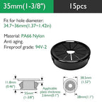 15PCS Cable Grommets, 1-3/8"(35mm) Desk Hole Cover Petal Shaped Buckle Type Nylon Snap Bushing Grommet, Wire Hole Cover Insert for Cables and Cords Management and Protection of Cabinet, Black