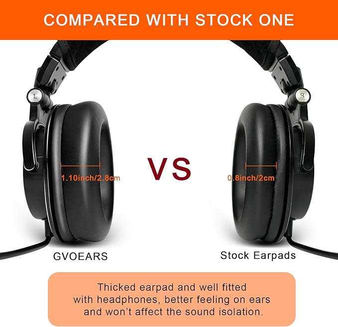 Earpads Replacement for Audio Technica M50X, GVOEARS Ear Cushions for HyperX Cloud/Alpha, for ATH M50X M40X Turtle Beach Stealth & More Headphones with Thick Foam/Soft Leather