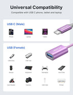 JSAUX USB C to USB 3.0 Adapter [2 Pack], USB C Male to USB Female OTG Cable Adapter Compatible with MacBook Pro/Air, iPhone 16 Pro Max/16 Plus/16e/15, Samsung Galaxy S25/S24/S23-Purple