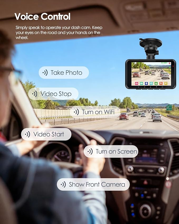 4K Dash Cam Front and Rear STARVIS 2 IMX675 & IMX307 Dual HDR, 4" Touch Screen Dash Camera Built-in GPS 5G WiFi, Car Camera with 64G Card, Voice Control, Night Vision, Parking Mode V100-2CH