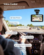 4K Dash Cam Front and Rear STARVIS 2 IMX675 & IMX307 Dual HDR, 4" Touch Screen Dash Camera Built-in GPS 5G WiFi, Car Camera with 64G Card, Voice Control, Night Vision, Parking Mode V100-2CH