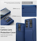 Vihibii for Samsung Galaxy Z Fold 6 Case Wallet with Card Holder & Slide Camera Lens Cover & Screen Protector & Hinge Protection, Durable Rugged Protective Phone Case for Galaxy Z Fold 6 2024, Blue