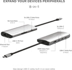 Satechi 8 in 1 USB C Hub Multiport Adapter V3, 8K HDMI, 100W Charging, 4 USB Data Ports, Ethernet, SD Card Reader, for Laptop, for Mac/Windows, MacBook Pro/Air M4/M3/M2/M1, iPad, iPhone 16, Space Gray