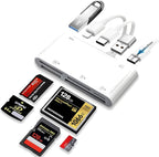 9-in-1 Memory Card Reader Universal Card Reader for iPhone/iPad, CF/SD/MicroSD/MS/XD Card Reader & USB OTG Adapter with USB/USB-C/Lightening Connector for iPhone 16/iPad Pro/Samsung Galaxy/MacBook etc