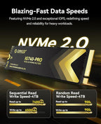 ORICO Industrial SSD 4TB M.2 NVMe SSD, PCIe 4.0 Drive with 7400MB/s Read Speed, Advanced Data Security and Innovative Heatsink, for Edge Computing, Industrial PC, Personal Laptop and PS5 - IG740PRO