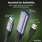 GEARit USB 3.0 Active Extension Cable (50 Feet) A-Male to A-Female USB Repeater with Signal Booster for Oculus Rift, Quest Link, Xbox 360 Kinect, PlayStation, Printer, Webcam - 50ft