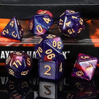 QMAY DND Dice Set - Polyhedral Dice (Blue Mix Purple Nebula) 7 Pcs for Dungeon and Dragons D&D RPG Role Playing Games Dice with Dice Bag
